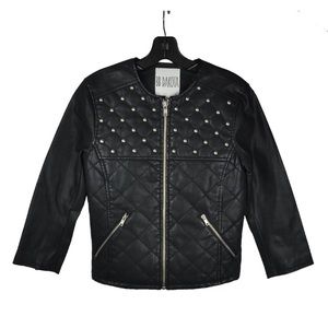 BB DAKOTA VEGAN LEATHER JACKET MOTO STUDDED STITCH